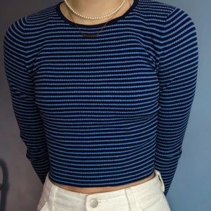 express cropped stripped long sleeve